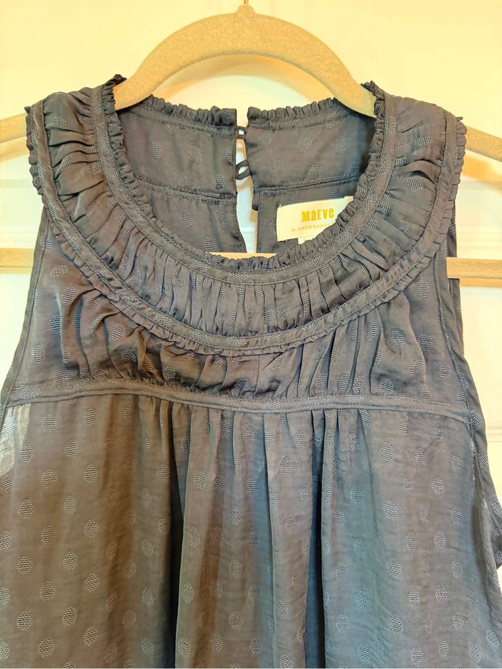 Anthropologie Maeve Ruffled Polka Dot Sleeveless Women’s Top